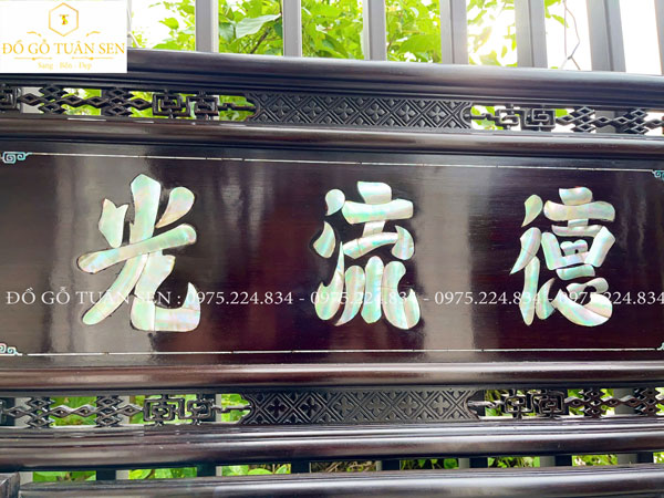 Hình ảnh tranh thờ cửu huyền thất tổ gỗ gụ khảm ốc 